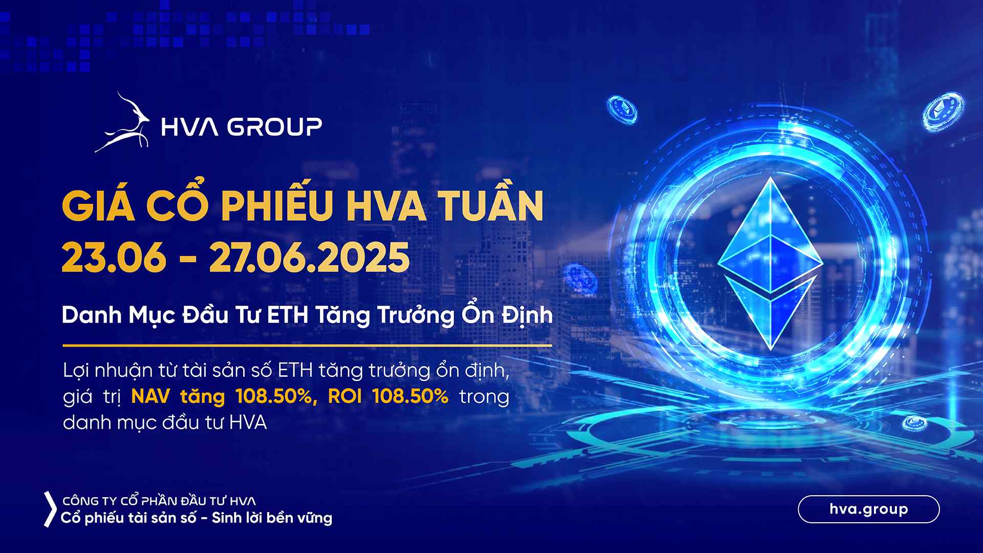 Giá cổ phiếu HVA tuần 23/06-27/06: Danh Mục Đầu Tư ETH Tăng Trưởng Ổn Định