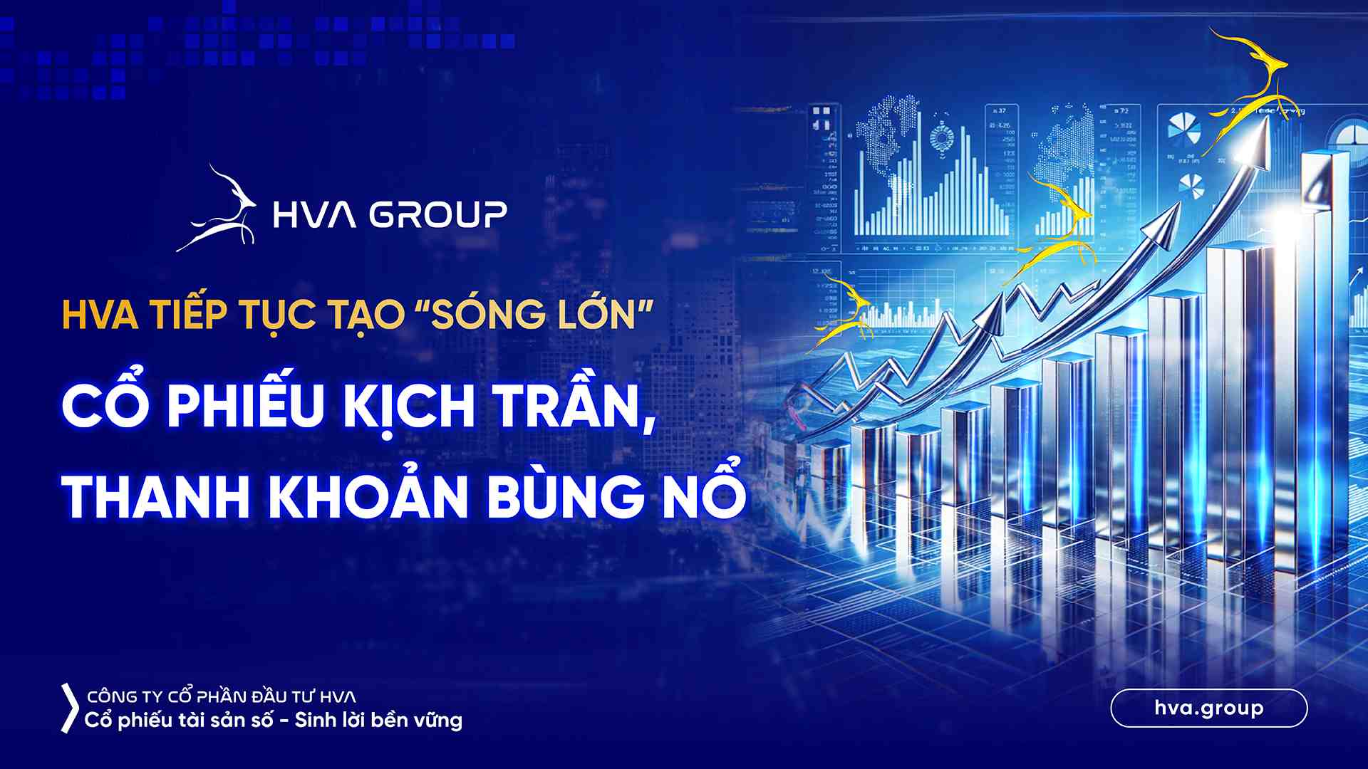 HVA TIẾP TỤC TẠO “SÓNG LỚN”: CỔ PHIẾU KỊCH TRẦN, THANH KHOẢN BÙNG NỔ